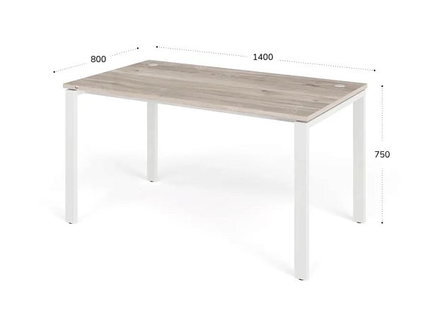 TANDEM RTD065-MK-140-MA Стол прямой на металлокаркасе ун-й 1400х800х750 Дуб Маувелла/Белый - Вид 2