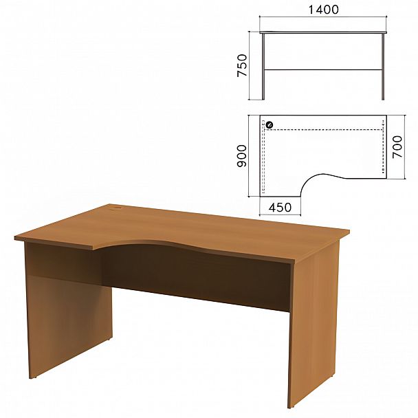 Стол письменный эргономичный "Монолит", 1400х900х750 мм, левый, цвет орех гварнери, СМ5.3 - Вид 2