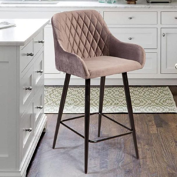 Стул полубарный Robert, бархат светло-серый 26 - Вид 4