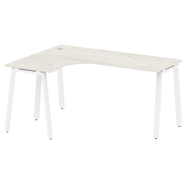Metal System Стол криволинейный левый на А-образном м/к БА.СА-4 (L) Дуб наварра/Белый металл 1600*1200*750 - Вид 1