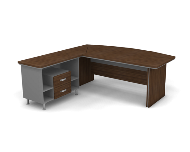 Стол руководителя угловой с вставкой L,R 2000 Берлин Орех Вармия СРУ.В 20-200 - Вид 1
