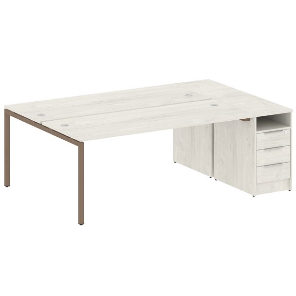 Metal System Quattro Р. ст. с тумбой на П-образном м/к 40БП.РС-СТП-2.5 Дуб наварра/Мокко металл 2212*1475*750 - Вид 1