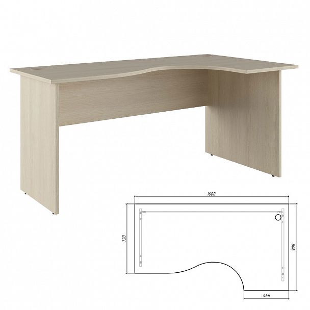 Стол эргономичный правый Trend 160x90x75 светлый дуб - Вид 1