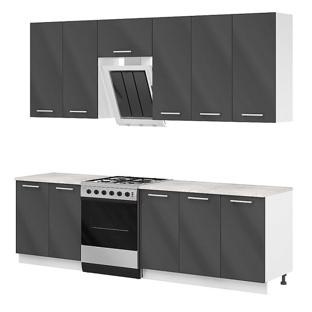 Композиция "Модульная кухня Эколайн"  ПК-ЭКО-КОМП№2-В1-297 антрацит - Вид 1