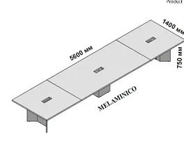 Elite Большой составной стол для переговоров 560x140 см (меламин) 174130 Чёрный тополь PIOPPO MORO Cod. 63 Elite кабинет руководителя  черный - Фото предпросмотра