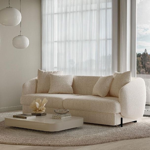 Bubble диван-кровать прямой, шенилл Reef cream - Вид 14