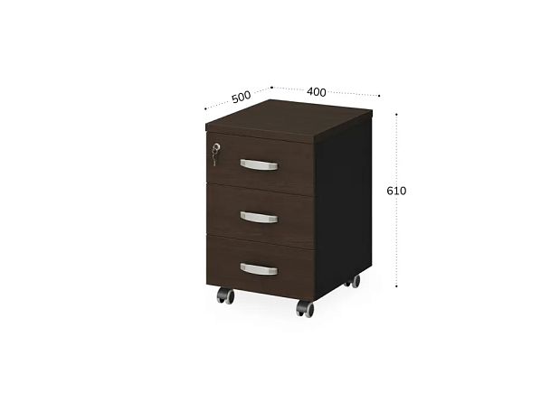 БЕРЛИН / BERLIN Тумба мобильная 400х500х610 Венге/Черный - Вид 2