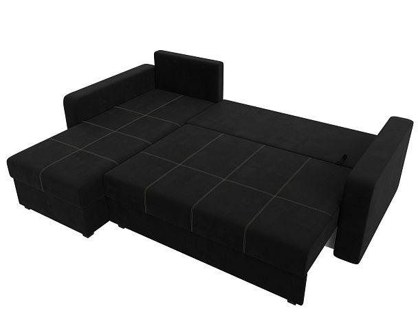 Диван угловой Ливерпуль Лайт левый угол Микровельвет черный - Вид 8