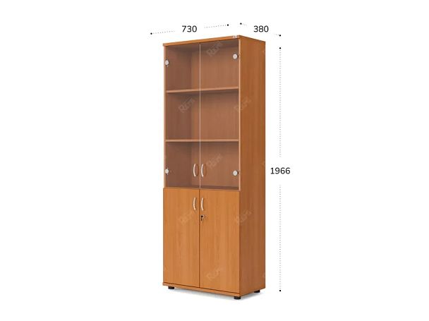 UNITY РШКС-02 ВИШНЯ Шкаф со стеклянными дверьми Прямой 730x380x1966 - Вид 1