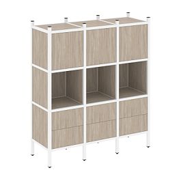 Loft Прямой стеллаж наборный VR.L-08 Дуб аттик/Белый металл 1278*446*1458 - Фото предпросмотра