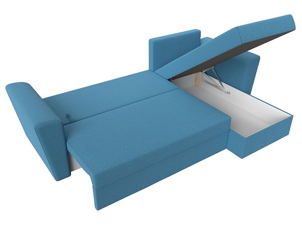 Диван угловой Амстердам Лайт правый угол Рогожка голубой - Вид 9