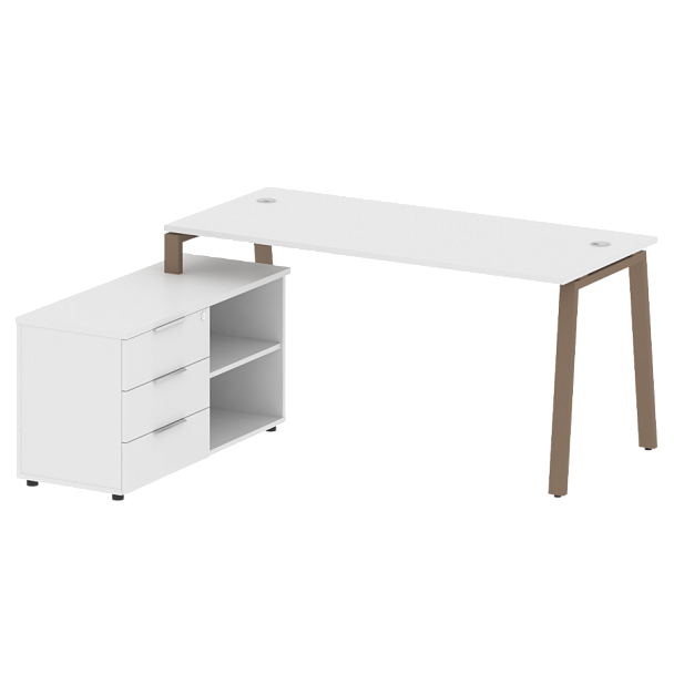 Metal System Р. ст. с тумбой на А-образном м/к БА.РС-СТС-2.4 (L) Белый/Мокко металл 1700*1520*750 - Вид 1