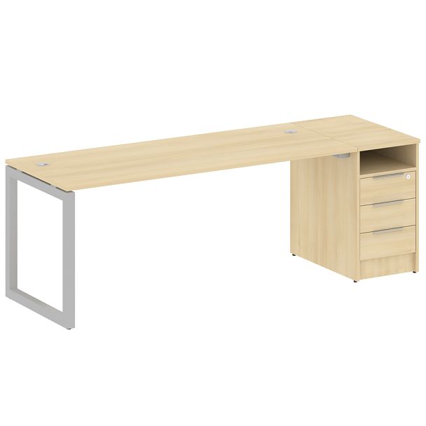 Metal System Quattro Р. ст. с тумбой на О-образном м/к 50БО.РС-СТП-1.5 Акация/Серый металл 2212*720*750 - Вид 1