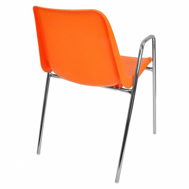 Стул Vicenza (4 высокие ножки c подлокотниками), каркас Хром, оранжевый, стопируемый - Вид 2