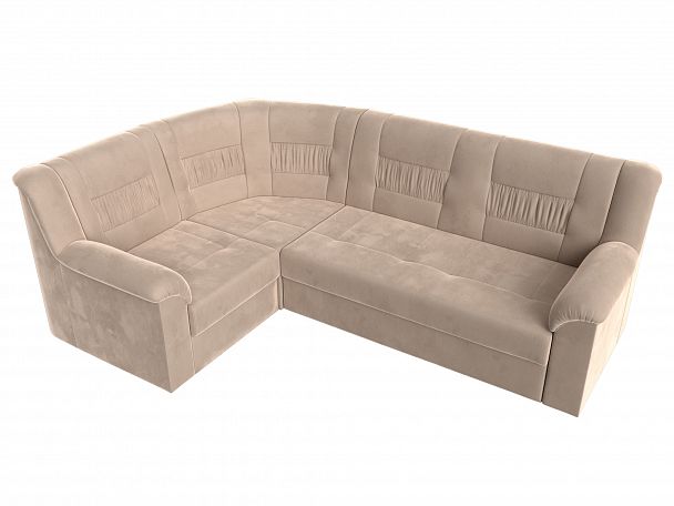 Угловой диван Карелия левый угол (полностью велюр бежевый) - Вид 5