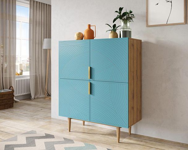 Большой комод с четырьмя дверками Line LN03/GR1/blue - Вид 3