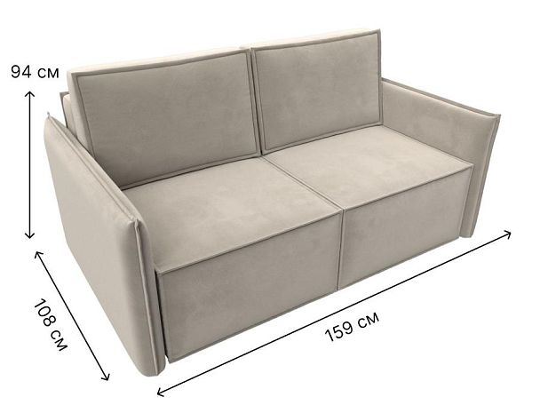 Диван прямой Либерти мини Микровельвет бежевый - Вид 11