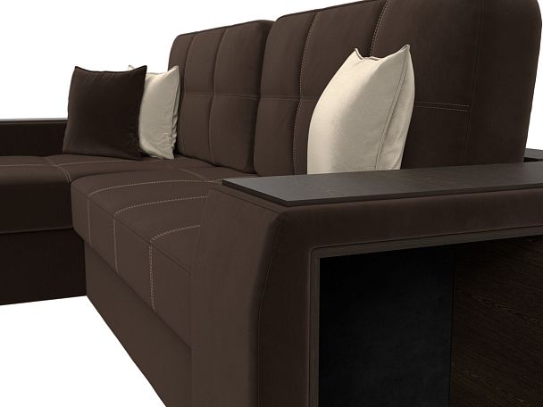 Угловой диван Брюссель левый (полностью микровельвет коричневый) - Вид 4