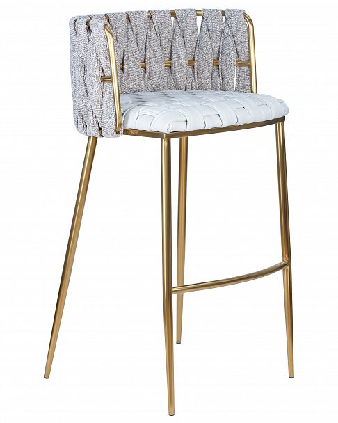 Стул барный DOBRIN EMMA GOLD (белый PU (T-01), белая ткань (F-49)) - Вид 2