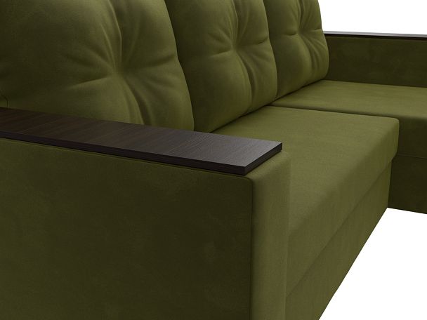 Угловой диван Атланта Лайт Б/С правый (полностью микровельвет зеленый) - Вид 4