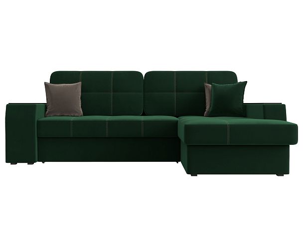 Угловой диван Брюссель правый (полностью велюр зеленый) - Вид 2