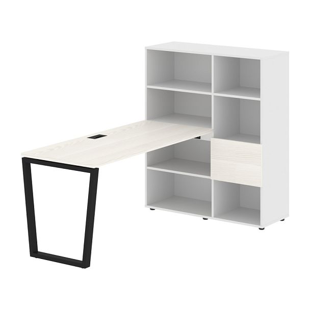 Стол-стеллаж EVRST 1115 Ясень Траун/Черный/Белый 1990х1120х1355 EDIS - Вид 1