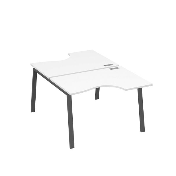 Рабочая станция со столами (2х120) каркас TRE A4 А4 Б3 183  БП белый премиум / металлокаркас антрацит - Вид 1