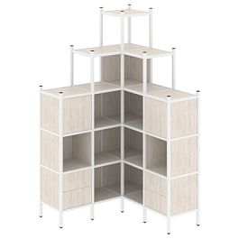 Loft Угловой внутренний стеллаж наборный VR.L-45 Денвер светлый/Белый металл 1278*1278*2280 - Фото предпросмотра