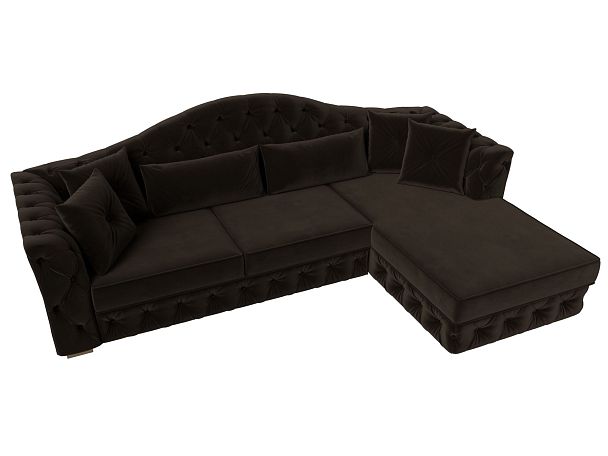 Диван угловой Артис правый угол Микровельвет коричневый - Вид 5
