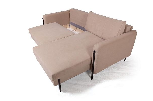 Barcelona диван-кровать с шезлонгом, велюр бежевый - Вид 5