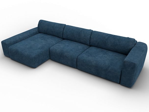 Диван угловой Лига-066 НПБ Лонг угол левый Велюр синий - Вид 6