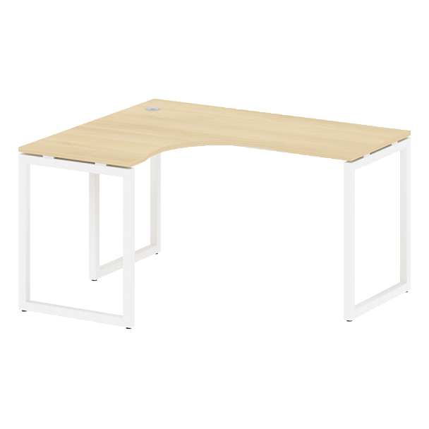 Metal System Quattro Стол криволинейный левый на О-образном м/к 40БО.СА-3 (L) Акация/Белый металл 1400*1200*750 - Вид 1