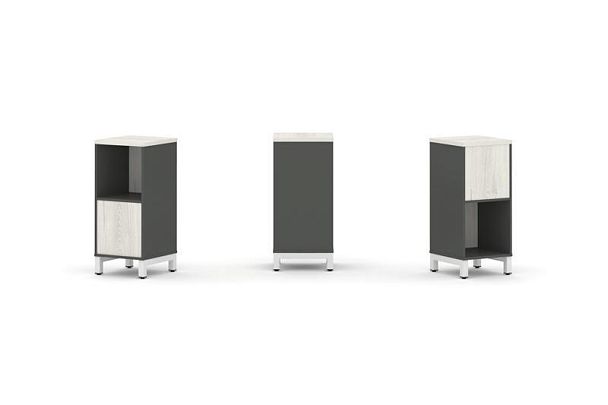 Style Project Набор стеллажа 2-х сторон., 2 яр. SN.NSD-211 Антрацит/Дуб Наварра/Металл Белый 387*400 - Вид 1