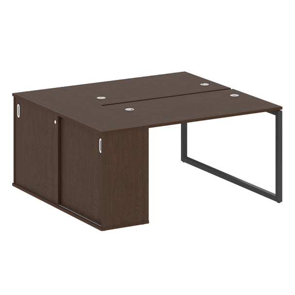 Metal System Quattro Р. ст. с шкафом-купе на О-образном м/к 40БО.РС-СШК-1.2 Т Венге/Антрацит металл 1610*1475*750 - Вид 1