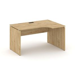 Стайл Проджект Стол рабочий эргоном. SN-D.SPA-001(R) Тиквуд Светлый/Черная Заглушка 1380*600/980*750 - Фото предпросмотра