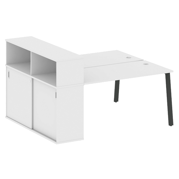 Metal System Р. ст. с шкафом-купе на А-образном м/к БА.РС-СШК-2.3 Т Белый/Антрацит металл 1810*1475*1098 - Вид 1