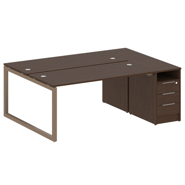 Metal System Quattro Р. ст. с тумбой на О-образном м/к 50БО.РС-СТП-2.4 Венге/Мокко металл 2012*1475*750 - Вид 1