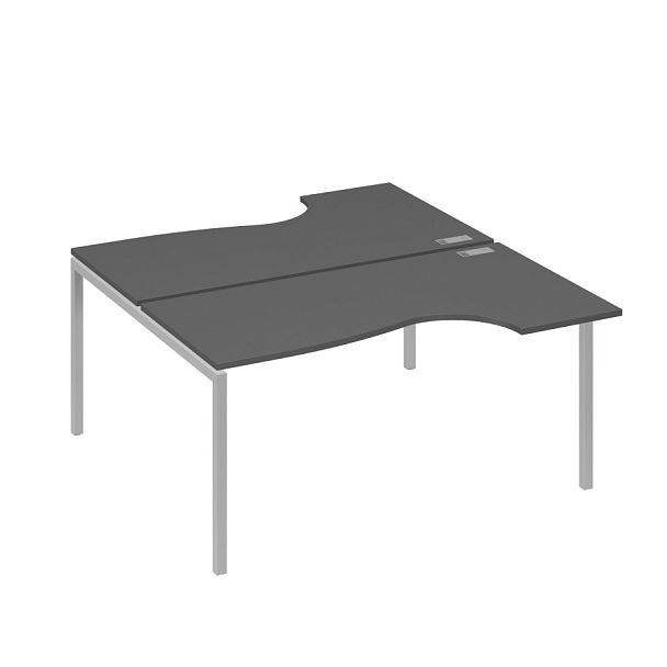 Рабочая станция DUE (2х160) столы эргономичные Классика A4 А4 Б2 185 БП антрацит премиум / металлокаркас серый - Вид 1