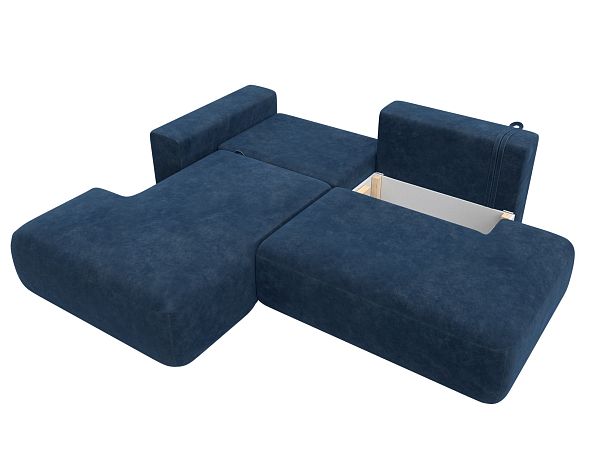 Диван угловой Лига-036 НПБ Модерн левый угол Велюр синий - Вид 8
