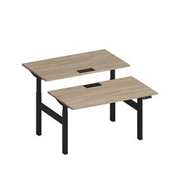 Рабочая станция на электроприводе с заглушками Elevo А2 ЧР 102 ДК дуб скандинавский / черный гладкий - Фото предпросмотра