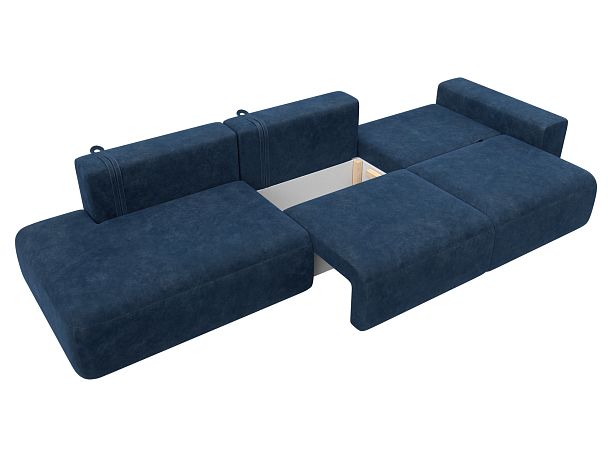 Диван прямой Лига-036 НПБ Модерн Лонг подлокотник справа Велюр синий - Вид 8