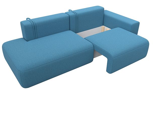 Диван прямой Лига-036 НПБ Модерн подлокотник справа Рогожка голубой - Вид 7