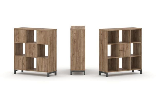 Стайл Проджект Набор стеллажа 1 сторон., 3 яр. SN.NS-331 Дуб Табак/Металл Антрацит 1121*400*1248 - Вид 1