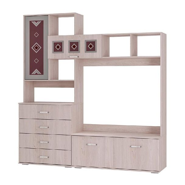 "Белла" центр. секция (2000х2120х470) ясень белый - Вид 1