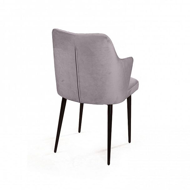 Стул с подлокотниками Hunt ромб, бархат светло-серый 26 / чёрный конус - Вид 4
