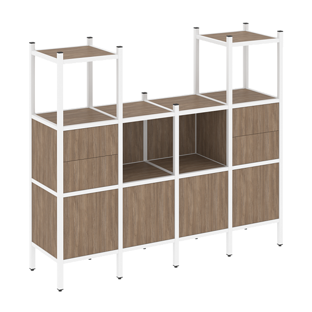 Loft Прямой стеллаж наборный VR.L-14 Дуб аризона/Белый металл 1694*446*1458 - Вид 1