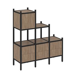 Loft Прямой стеллаж наборный VR.L-12 Дуб аризона/Чёрный металл 1278*446*1458 - Фото предпросмотра