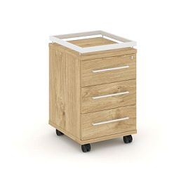 Rift Тумба мобильная усиленная + рамка RF.TM-003 Тиквуд Светлый/Металл Белый 416*460*665 - Фото предпросмотра