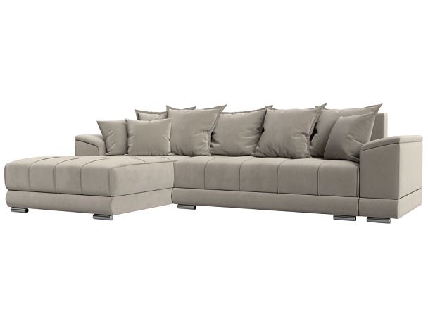 Угловой диван НордСтар левый угол Микровельвет бежевый - Вид 1