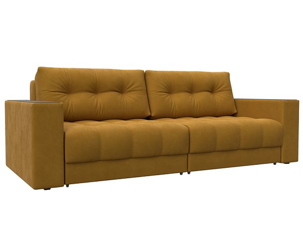 Диван прямой с декором Лига-049 НПБ Велюр желтый - Вид 1